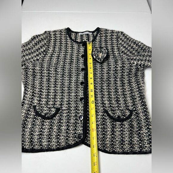 EMRECO Mohair Blend Black White Sweater Cardigan Jacket 2 Packets Size 12UK/8 US - Picture 10 of 12